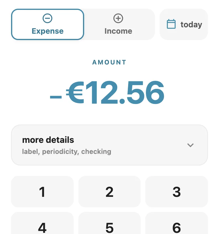 Fast keyboard expense entry in Kakebo