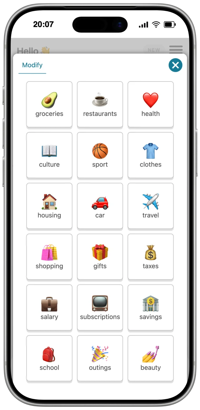 Customizable categories in Kakebo